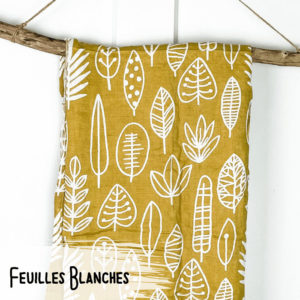 Feuilles Blanches – Mousseline Bambou/Coton